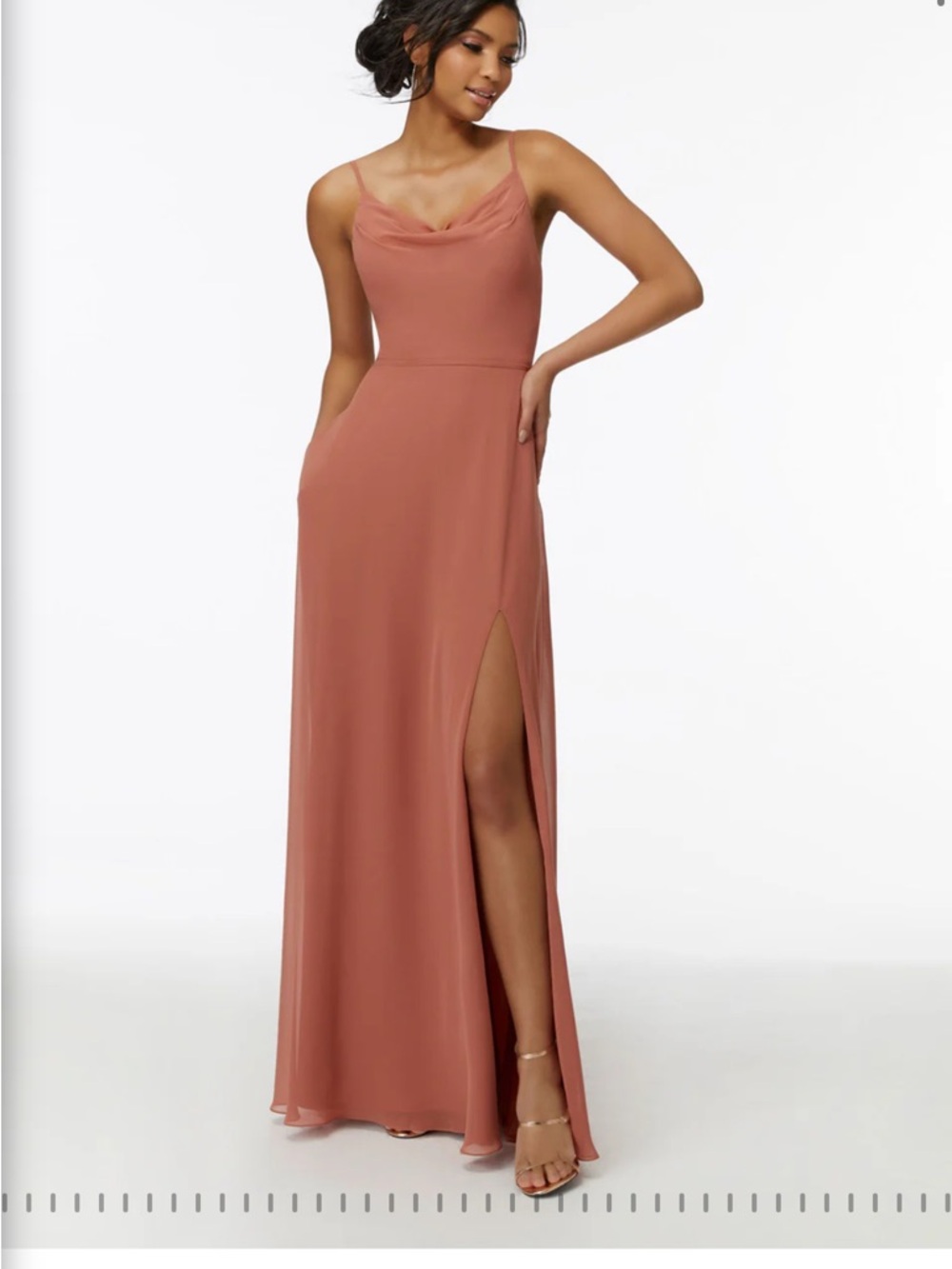 Satin Cowl-Neck Maxi Dress in Dusty Rose